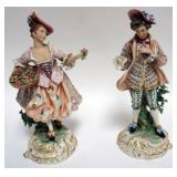 1071	PAIR GERMAN FIGURES WITH LOSS TO BOTH, EACH APPROXIMATELY 10 1/2 IN H