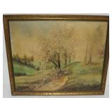 1087	ARTIST SIGNED OIL PAINTING ON CANVAS, LANDSCAPE, ARTIST SIGNED LOWER LEFT, APPROXIMATELY 17 IN 
