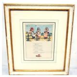 1100	KATE GREENAWAY FRAMED AND MATTED PRINT,  3 LITTLE GIRLS , APPROXIMATELY 14 IN X 17 IN OVER ALL