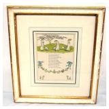 1099	KATE GREENAWAY FRAMED AND MATTED PRINT, LITTLE GIRLS AND LITTLE LAMBS WITH CHILDRENS VERSE AND 