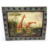 1113	VINTAGE MAITLAND SMITH FRAMED PAINTING ON BOARD OFGIRAFFE, APPROXIMATELY 21 1/2 IN X 17 1/2 IN 