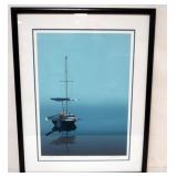 1119	FRAMED AND MATTED PRINT OF SAIL BOAT TITLED *REFLECTIONS* 358/425, APPROXIMATELY 26 IN X 33 IN 