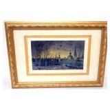 1120	FRAMED AND MATTED PRINT, RUSSIAN LANDSCAPE, ARTIST SIGNED LOWER RIGHT, APPROXIMATELY 12 IN X 17