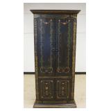 1141	HABERSHAM ORNATE 4 DOOR ENTERTAINMENT CABINET, APPROXIMATELY 39 IN X 23 IN X 82 IN H