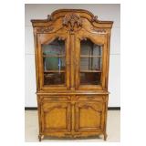 1142	FRENCH COUNTRY 2 PIECE, 4 DOOR, 2 DRAWER CABINET WITH CARVED BASKET & FLOWERS AT CREST, INTERIO