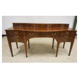 1144	ENGLISH MAHOGANY SERVER HAVING 8 DRAWERS, PENCIL INLAY ACCENTS AND TAPPERED LEGS, APPROXIMATELY