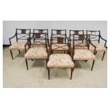 1146	SET OF 8 FEDERAL SHERATON STYLE UPHOLSTERED SEAT ARM CHAIRS