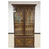 1147	VINTAGE 2 PART CHINOISERIE 4 DOOR ASIAN BOOKCASE WITH INDIVIDUAL GLASS PANE TOP, APPROXIMATELY 