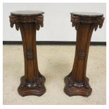 1148	PAIR OF MAHOGANY PEDESTALS WITH CARVED RAMS HEADS AND HOOVES, EACH APPROXIMATELY 14 IN X 15 IN 