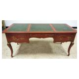 1149	BAKER CHINOISERIE 3 DRAWER DESK WITH INSET LEATHER TOP, APPROXIMATELY 68 IN X 30 IN X 30 IN H, 
