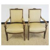 1156	PAIR OF FRENCH LOUIS XVI CARVED AND GILT WOOD ARM CHAIRS, EACH APPROXIMATELY 24 IN X 19 IN X 37