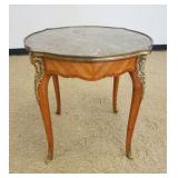1163	FRENCH MARBLE TOP OCCASIONAL TABLE WITH GILT METAL MOUNTS, APPROXIMATELY 28 IN X 27 IN H