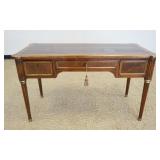 1164	ANTIQUE WALNUT 3 DRAWER WRITING TABLE WITH BRONZE TRIM AND INSET LEATHER TOP, APPROXIMATELY 51 