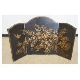 1169	3 SECTION PAINT DECORATED FOLDING SCREEN WITH IMAGES OF BIRDS PERCHED ON BRANCHES, APPROXIMATEL
