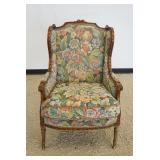 1174	FLORAL UPHOLSTERED WING CHAIR, APPROXIMATELY 26 IN X 22 IN X 43 IN H