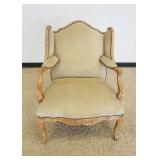 1175	TRADITIONAL IMPORTS SUEDE UPHOLATERED WING CHAIR, APPROXIMATELY 32 IN X 30 IN X 41 IN H