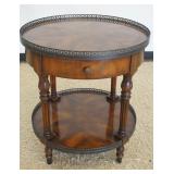 1178	MAHOGANY 1 DRAWER LAMP TABLE WITH METAL GALLERY ON TOP AND LOWER SHELF, APPROXIMATELY 27 IN X 2