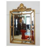 1183	GILT WOOD FRAME BEVELED EDGE MIRROR WITH INDIVIDUAL MIRROR BORDER, APPROXIMATELY 32 IN X 50 IN 