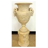 1191	COMPOSITE 2 PART URN WITH RAMS HEADS AND LION HEADS, APPROXIMATELY 45 IN H