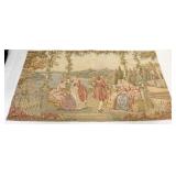 1200	WOVEN TAPESTRY DEPICITING COURTING SCENE, APPROXIMATELY 4 FT X 27 IN