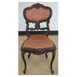 1204	ANTIQUE CARVED AND UPHOLSTERED PARLOR CHAIR