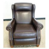 1207	ETHAN ALLEN LEATHER RECLINER WITH BRASS TACK ACCENTS, APPROXIMATELY 34 IN X 34 IN X 41 IN H