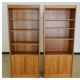 1210	PAIR OF DANISH BOOKCASES HAVING DOUBLE DOORS AT BASE, EACH APPROXIMATELY 33 IN X 17 IN X 79 IN 