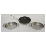 1217	ALL CLAD COOKWARE, LARGEST PIECE APPROXIMATELY 9 IN X 2 IN H