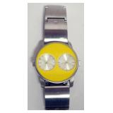 1039	YELLOW DIAL ANDROID DUAL TIME ZONE WRIST WATCH