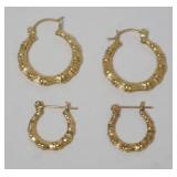 1067	2 PAIR MARKED 14K GOLD HOOP EARRINGS, 1.99 DWT