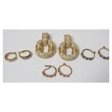 1077	3 PAIRS OF 925 PLATED STONE EARRINGS, .357 OZT AND CINER RHINESTONE EARRINGS