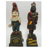 1084	CAST IRON STILL BANKS, CLOWN AND CIGAR STORE INDIAN, CONTEMPORARY, APPROXIMATELY 13 IN H