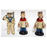 1105	CAST IRON POPEYE & SAILOR COIN STILL BANKS, EACH APPROXIMATELY 6 IN H