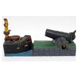 1106	BOOK OF KNOWLEDGE US & SPAIN MECHANICAL BANK, APPROXIMATELY 81/4 IN X 3 IN X 4 IN H