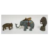1120	CASIT IRON ELEPHANT MECHANICAL BANK AND STILL BANKS, TALLEST APPROXIMATELY 6 IN H