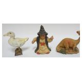 1126	CAST IRON DINOSAUR, DUCK AND WIZZARD STILL BANKS, TALLEST APPROXIMATELY 7 1/2 IN H