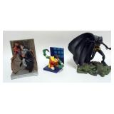 1153	BATMAN AND ROBIN BOOKENDS, BATGIRL STATUE, TALLEST APPROXIMATELY 10 IN H