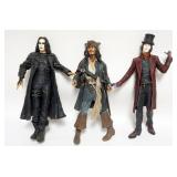 1165	LARGE VYNIL FIGURES, THE CROW, WILLY WONKA AND CAPTAIN JACK SPARROW, EACH APPROXIMATELY 19 IN H