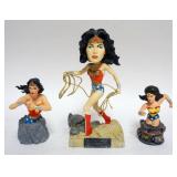 1176	WONDER WOMAN NODDER AND FIGURES, TALLEST APPROXIMATELY 8 1/2 IN H