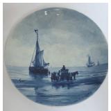 1016	DELFT 9 1/4 IN PLATE W/IMAGE OF SHIPS