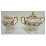 1026	DIXON BELLEEK CREAMER & SUGAR, TALLEST PIECE APPROXIMATELY 6 IN HIGH