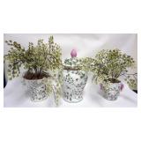 1030	GROUP OF ASIAN DECORATED PORCELAIN INCLUDING 2 PLANTERS & COVERED URN