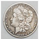 1070	1892 MORGAN SILVER DOLLAR CC CARSON CITY MINT MARK