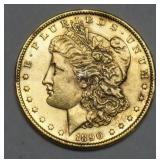 1087	1890 MORGAN SILVER DOLLAR S MINT MARK, COIN HAS GOLD FINISH
