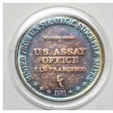 1123	1981 SILVER COIN SANFRANCISCO, 1 TOZ USA ASSAY OFFICE