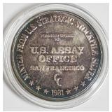 1127	1981 SILVER COIN SANFRANCISCO, 1 TOZ USA ASSAY OFFICE