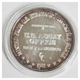 1130	1981 SILVER COIN SANFRANCISCO, 1 TOZ USA ASSAY OFFICE