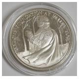 1132	SILVER FRANKLIN MINT COIN, ERNIE PYLE, 1 TOZ FREEDOM FOUNDATION VALLEY FORGE