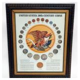 1135	FRAMED 20TH CENTURY COMMEMORATIVE COIN SET, FRAME APPROXIMATELY 14 1/2 IN X 18 IN
