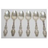1137	STERLING SILVER SPOONS LILY PATTERN 1910, 6 SPOONS, 5.9 TOZ
